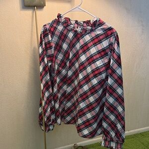 J. Crew Plaid Blouse - Red, Blue, White